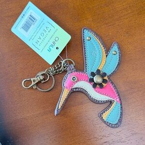 Chala Multicolor Vegan Leather Hummingbird Keyring - Turquoise Pink Yellow